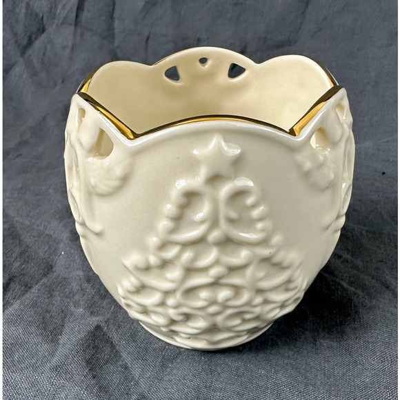 Lenox Merry Lights Christmas Tree Votive Candle Holder Gold Trim NEW - Picture 4 of 7